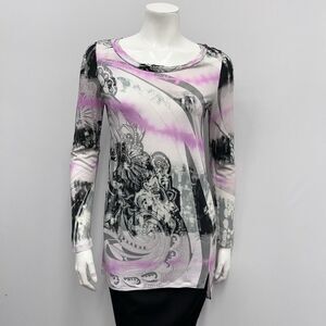 Emilio Pucci Black and Pink Patterned Blouse